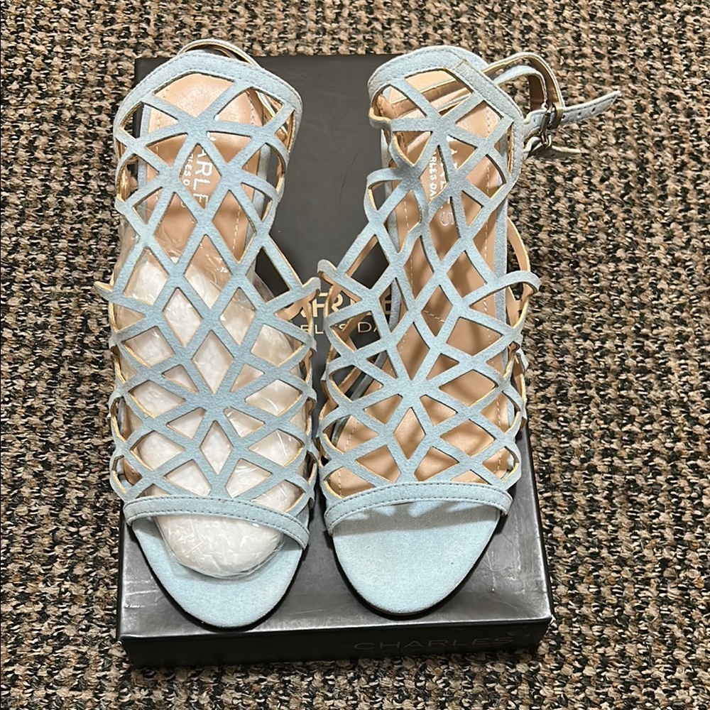 Charles David Blue Heels Strappy Sandals